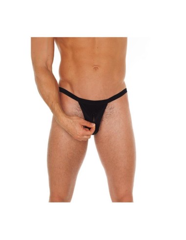 Tanga Con Cremallera Negro Talla única