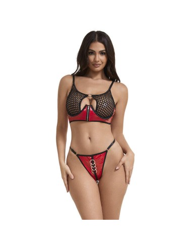 Subblime - 955533 Conjunto Sujetador Con Cremallera De Malla De Charol Rojo S/m