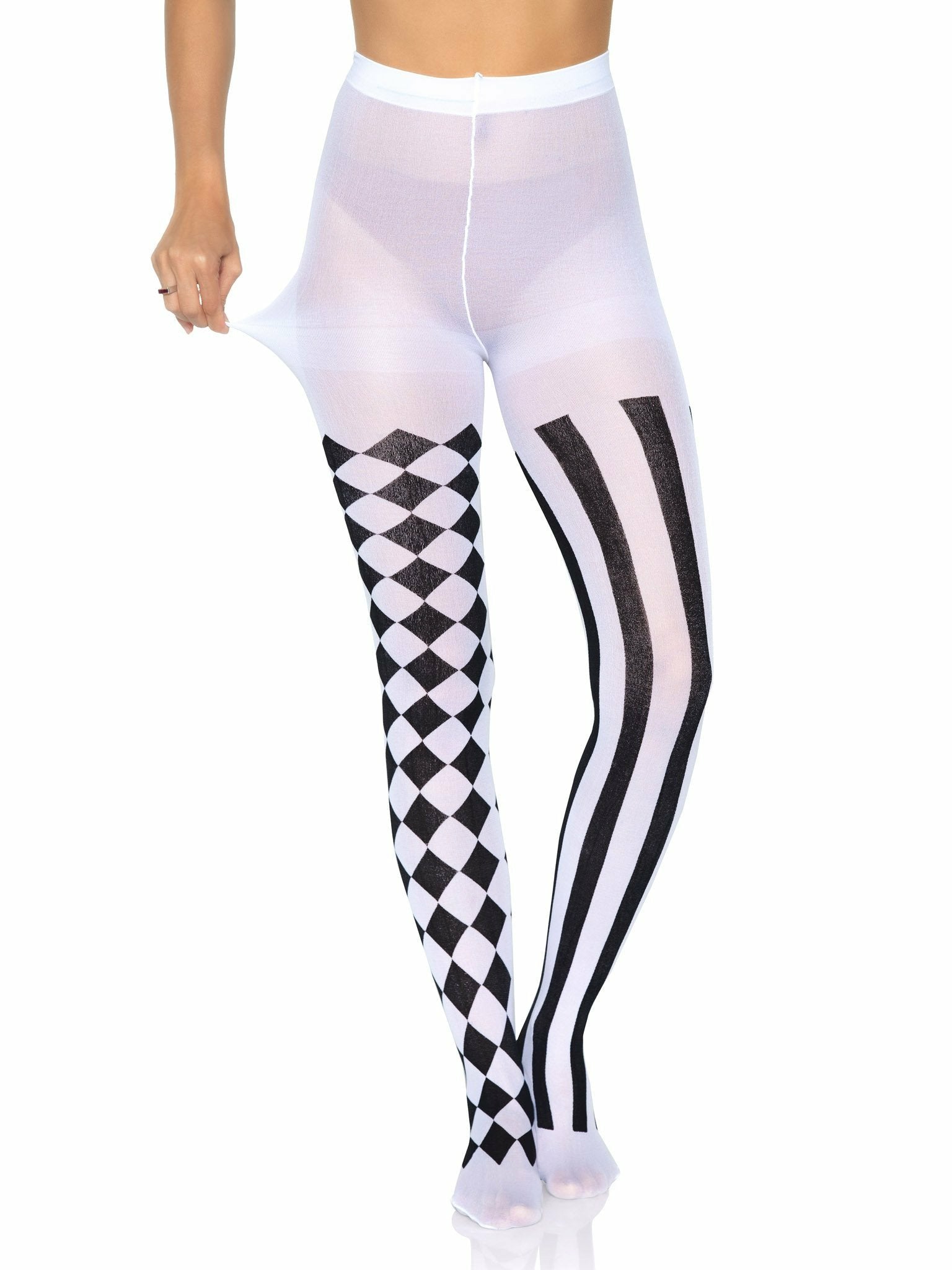 Leg Avenue - Medias Arlequin Negro/Blanco