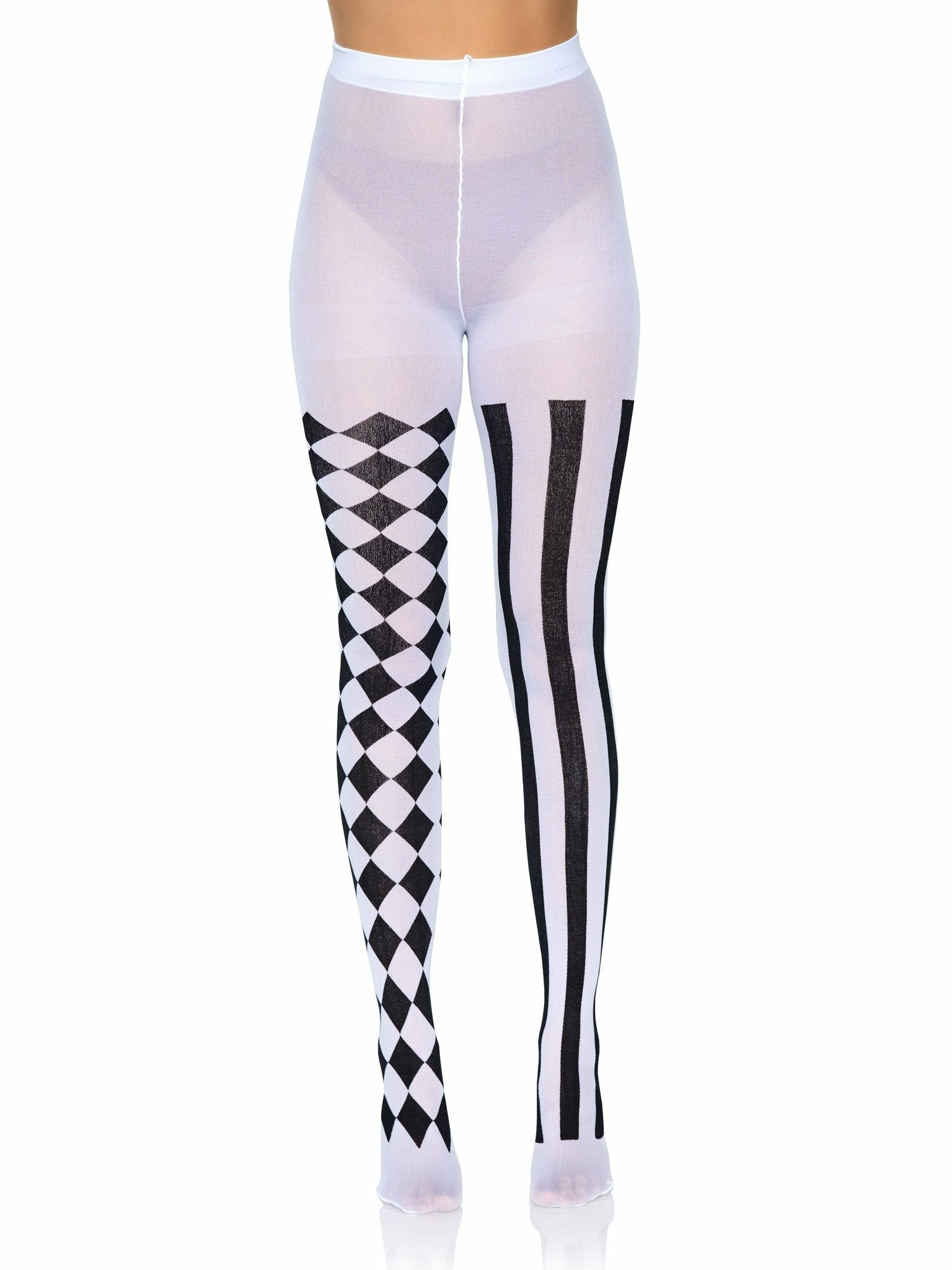 Leg Avenue - Medias Arlequin Negro/Blanco