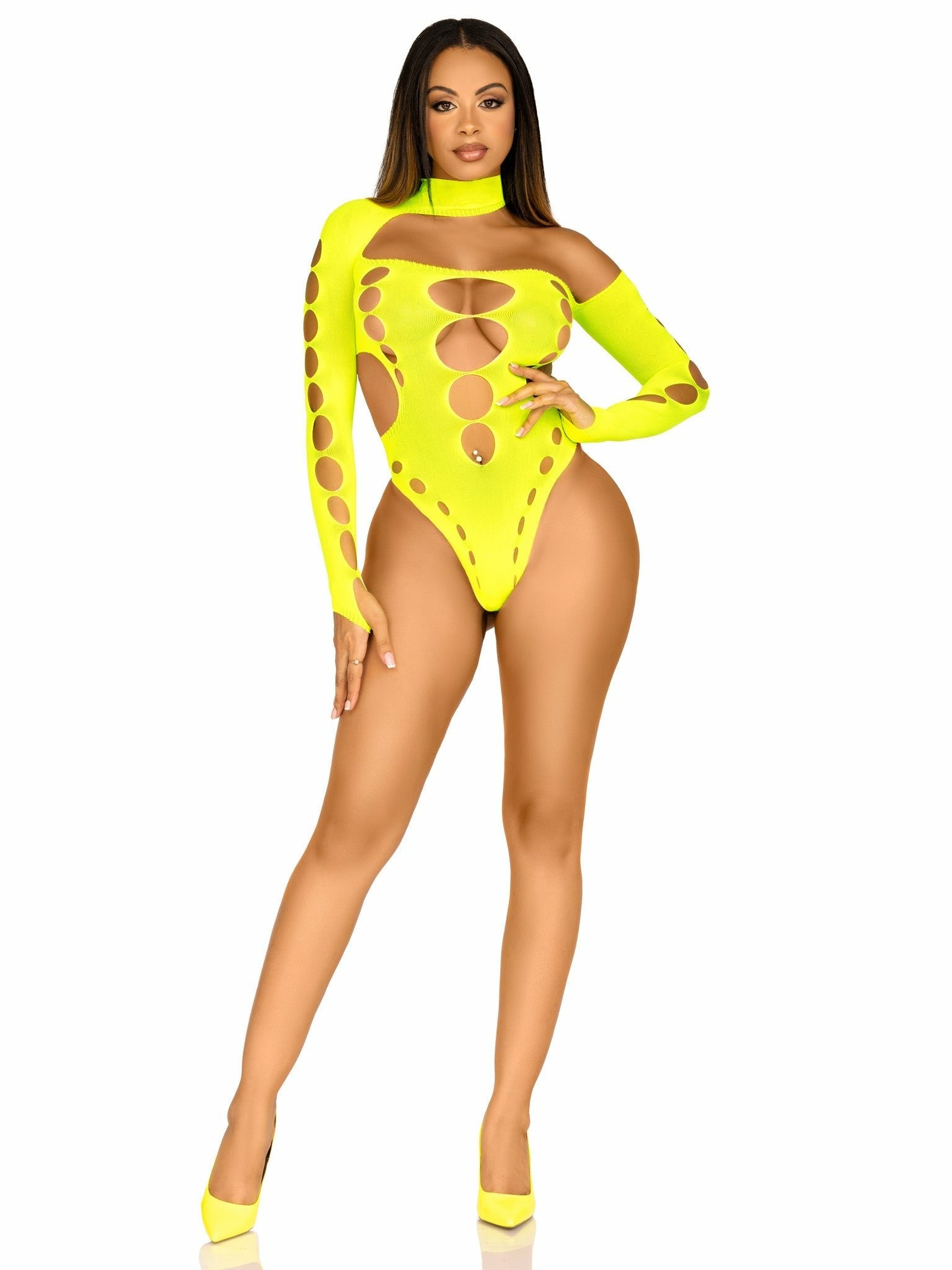 Leg Avenue - Body Sin Costruras Con Tanga Amarillo