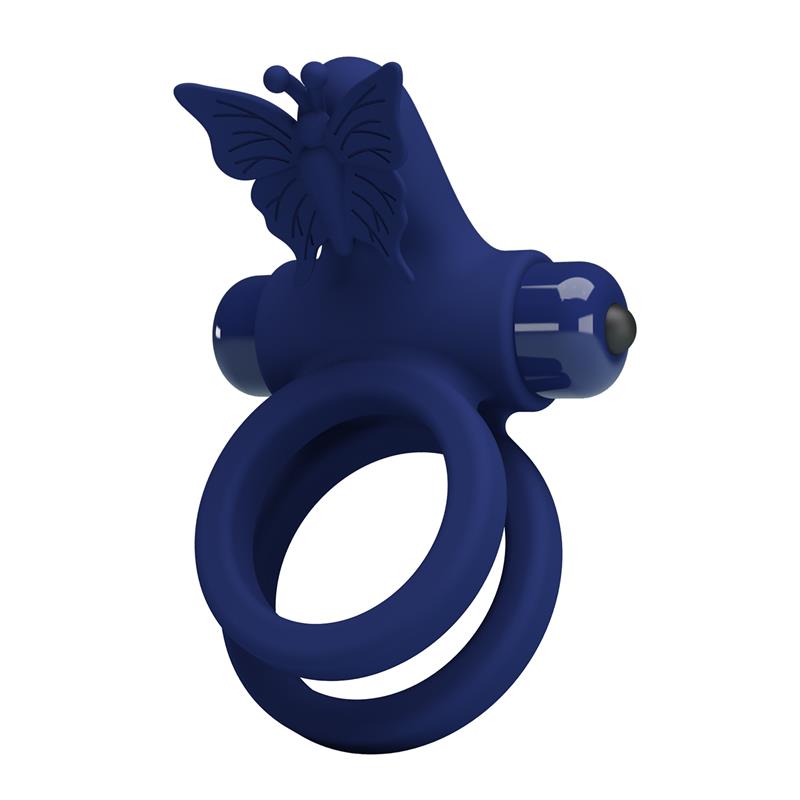 Pretty Love - Jamele Doble Anillo Con Vibración & Estimulador Mariposa Azul