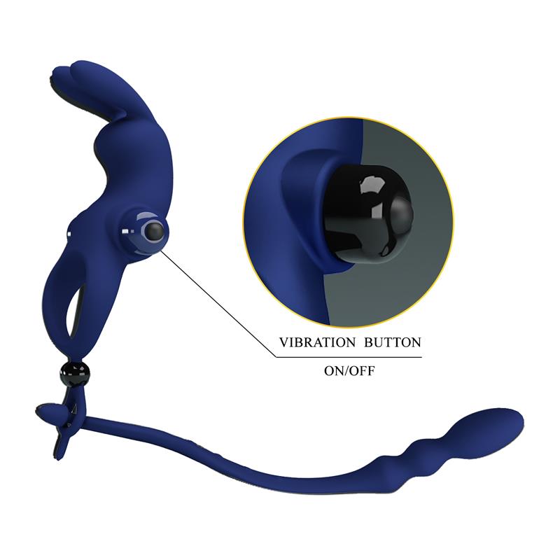 Pretty Love - Ayad Anillo Vibrador Rabbit Con Plug Azul
