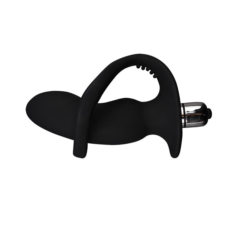 Anillo Para El Pene Con Plug Anal Negro