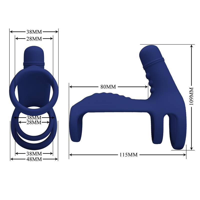 Pretty Love - Elish Anillo Vibrador Con Extensión Azul