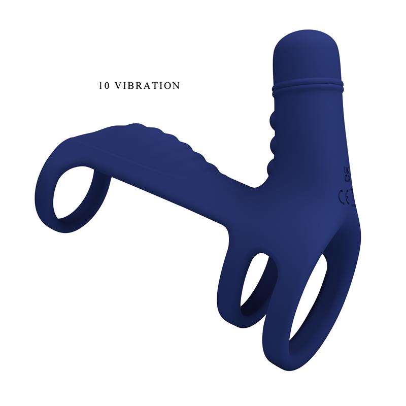 Pretty Love - Elish Anillo Vibrador Con Extensión Azul
