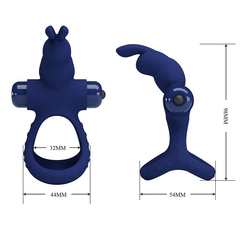 Pretty Love - Luchito Doble Anillo Vibrador Rabbit Azul