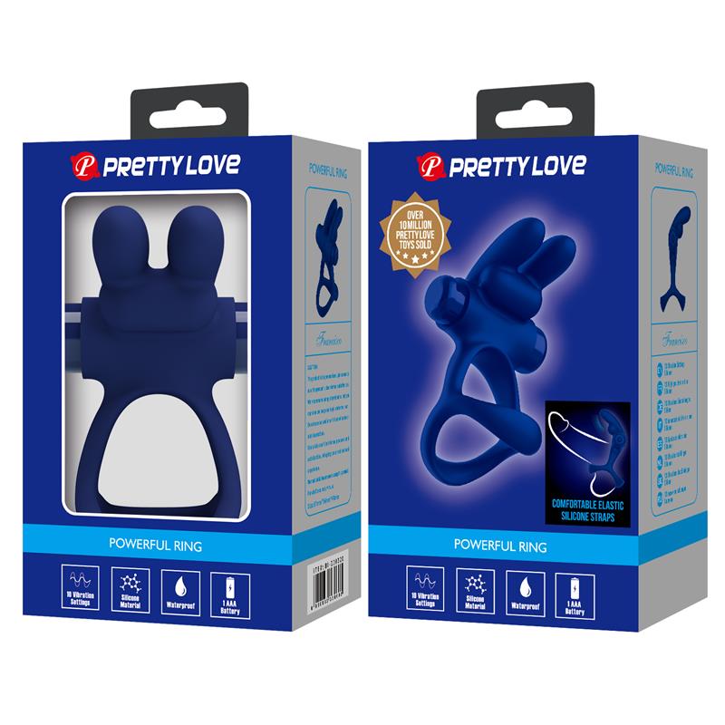 Pretty Love - Francisco Doble Anillo Vibrador Rabbit Azul