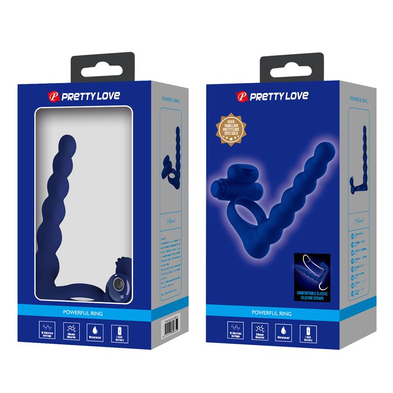 Pretty Love - Ajmal Anillo Vibrador Con Plug Azul