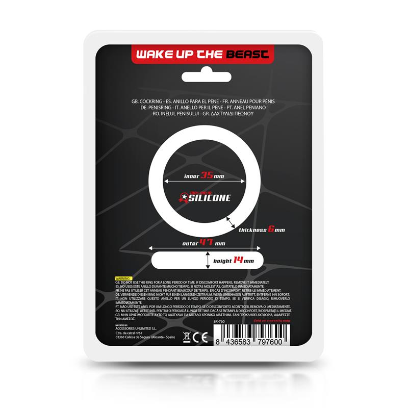 Anillo Para El Pene Forma Plana Silicona Sólida 3.5 Cm Negro