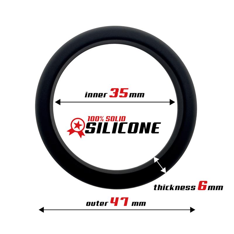 Anillo Para El Pene Forma Plana Silicona Sólida 3.5 Cm Negro