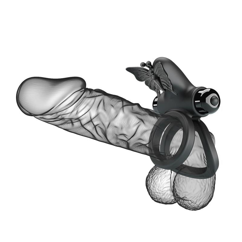 Pretty Love - Doble Anillo Vibrador Con Estimulador Negro