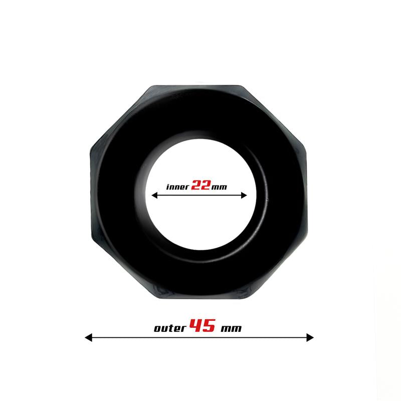 Anillo Para El Pene Poligonal Súper Flexible 2.2 Cm Negro