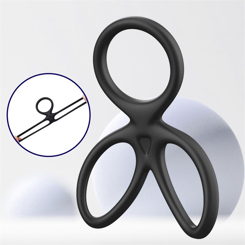 Anillo Triple Pene Y Testículos Silicona Líquida Flexible