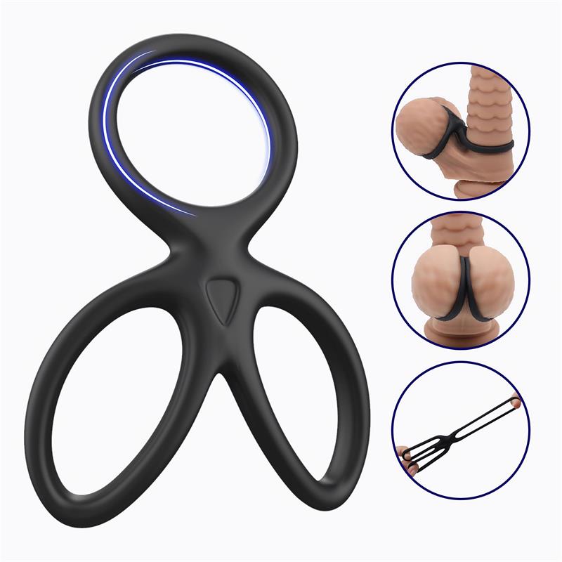 Anillo Triple Pene Y Testículos Silicona Líquida Flexible