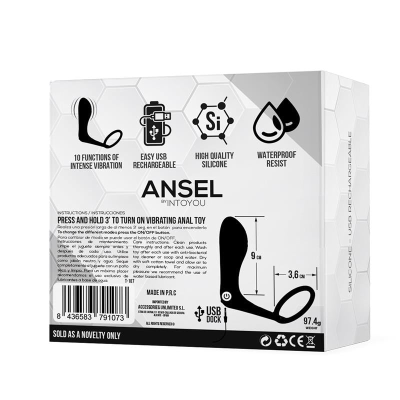 Ansel Plug Anal Con Vibración Y Anillo Usb Silicona