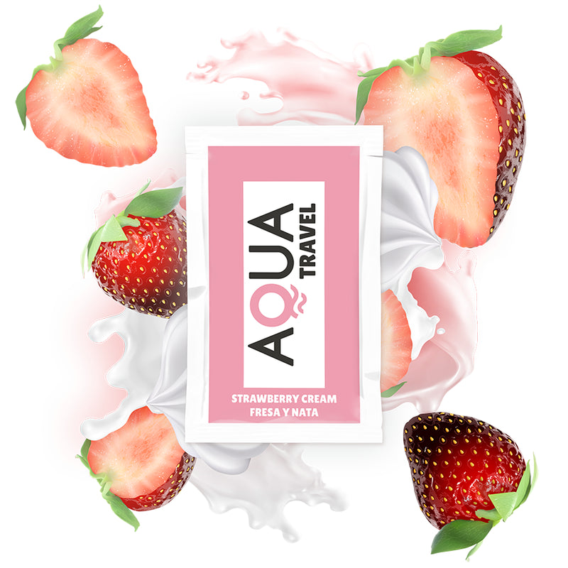 Aqua Travel - Lubricante Base Agua Sabor Fresa Y Nata 6 Ml
