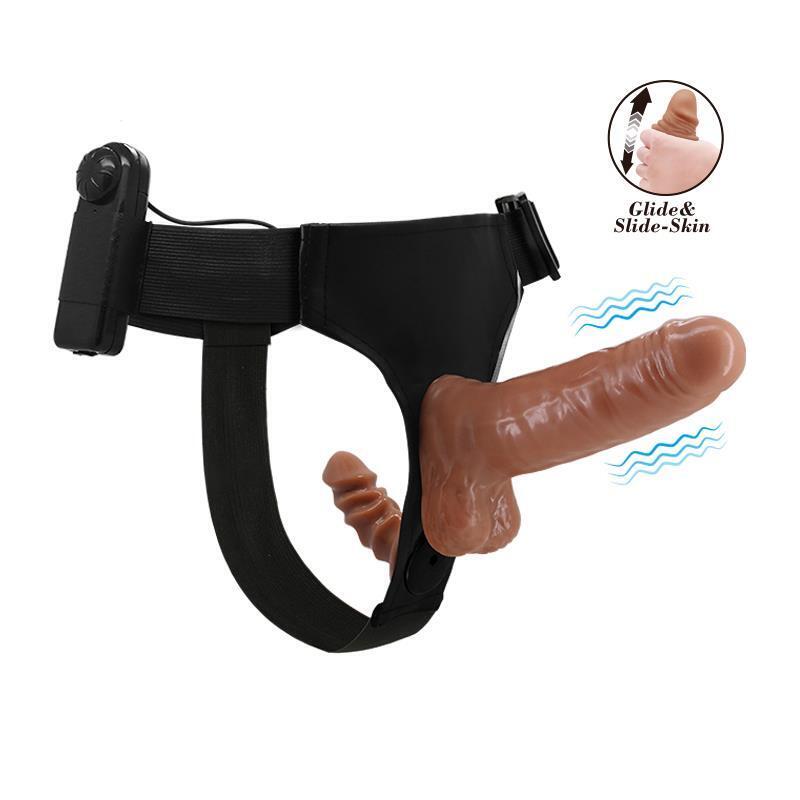 Arnés Con Dildo Doble Retractil Con Vibración