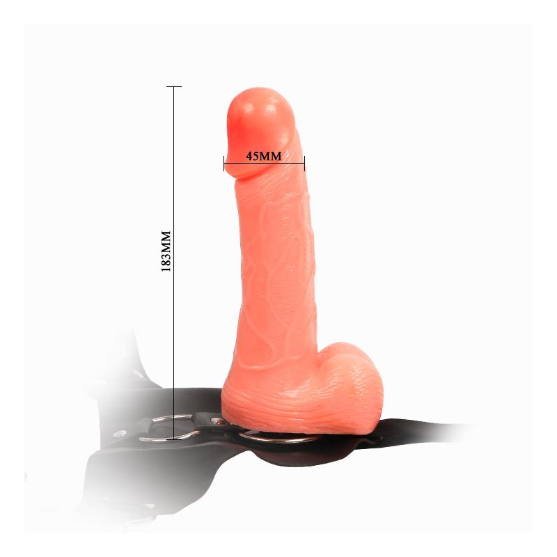 Arnés Con Dildo Y Testículos Natural 18,3 Cm