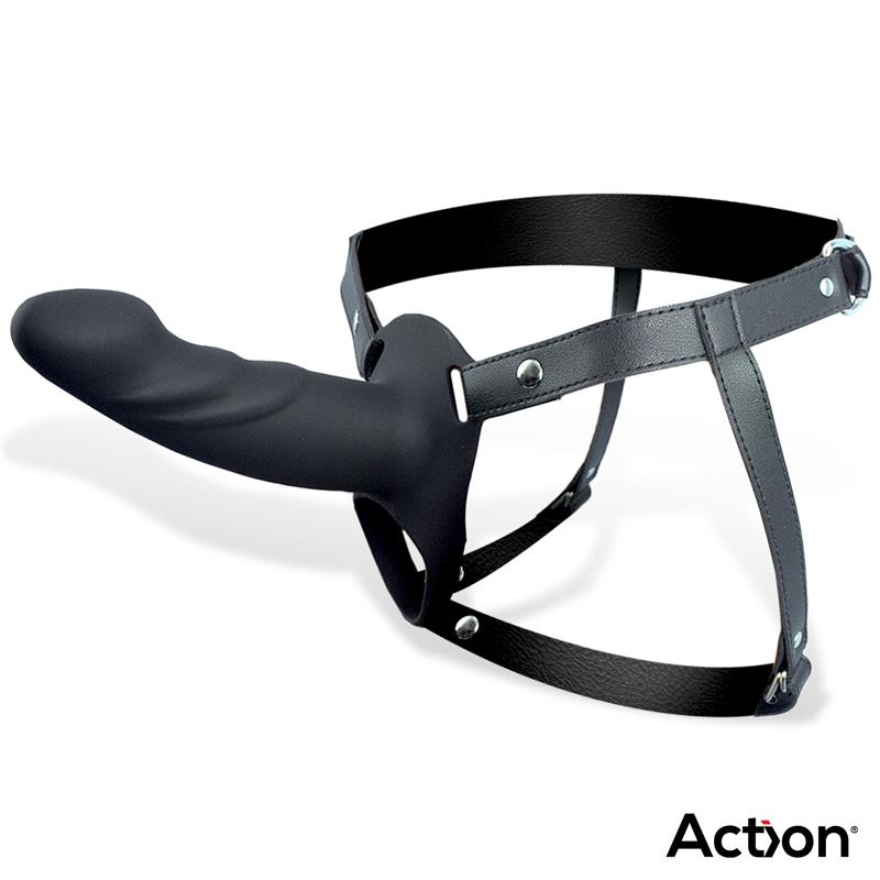 Arnés Strap-On Con Dildo Hueco Silicona Premium Talla L Negro