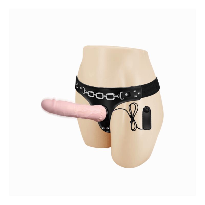 Baile Arnés Con Dildo Vibrador Natural 18.5 Cm