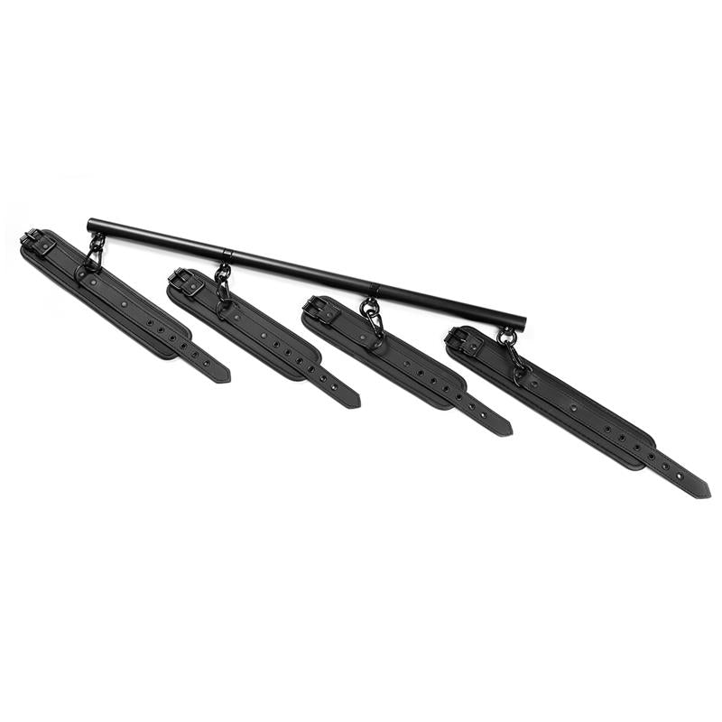 Barra Rígida Separadora Con 4 Esposas Cuero Vegano