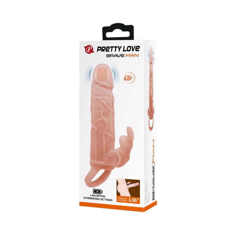 Funda Para El Pene Brave Man   Con Vibración + 5cm