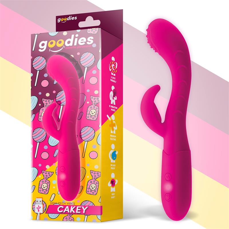 Cakey Vibrador Punto G Y Conejito Usb Silicona Fuchsia