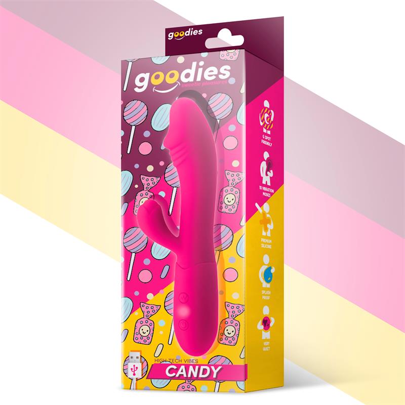 Candy Vibrador Con Conejito Punto G Usb Silicona Fucshia