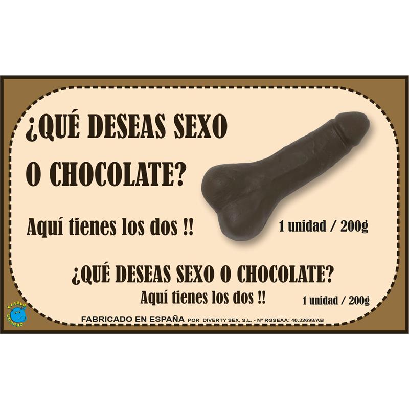 Chocolatina Chocolate Puro Forma De Pene 200 Gr