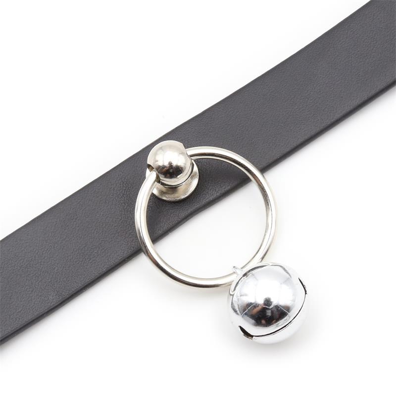 Collar Con Aro Y Cascabel Negro