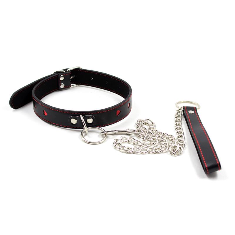 Collar Con Cadena Negro/Rojo