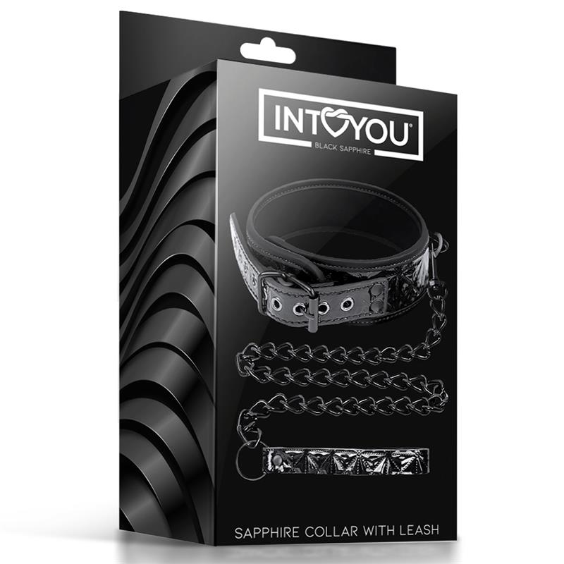 Collar Con Correa Sapphire Cuero Vegano