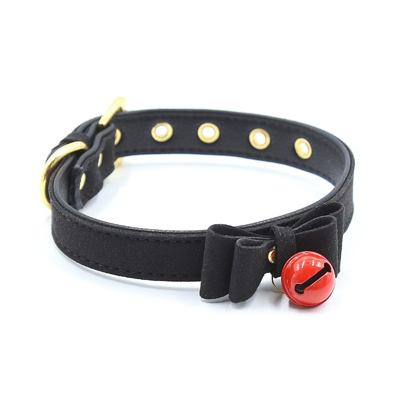 Collar Con Lazo Y Cascabel Negro