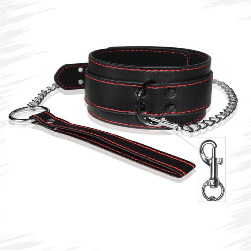 Collar Y Correa  Bondage Negro