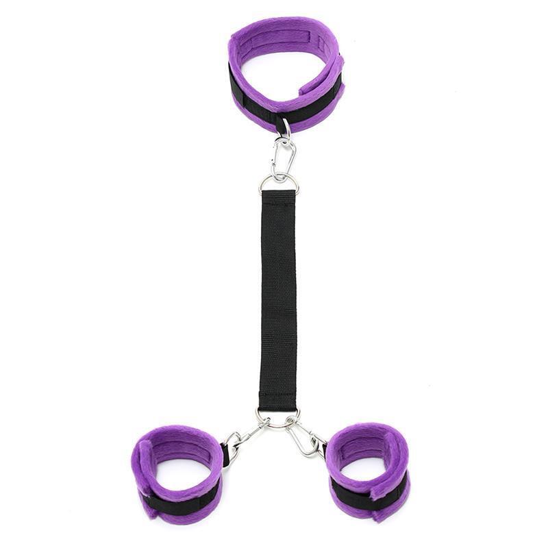 Collar Y Esposas Con Correas Ajustables  Púrpura
