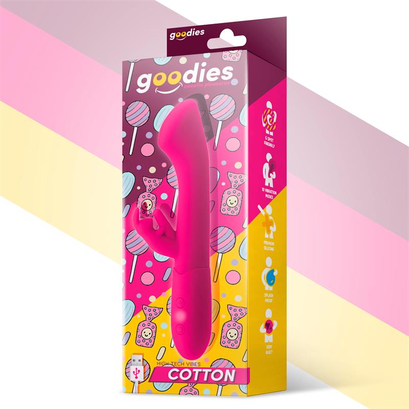 Cotton Vibrador Punto G Y Conejito Usb Silicona Fuchsia