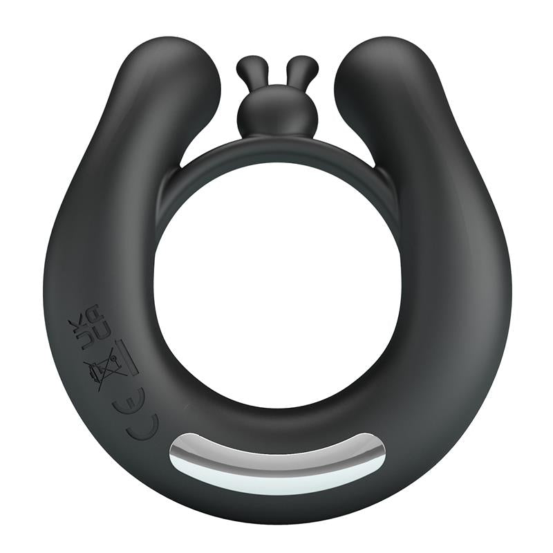 Pretty Love - Dahlia Anillo Vibrador + Estimulador De Clítois 12 Vibraciones Negro