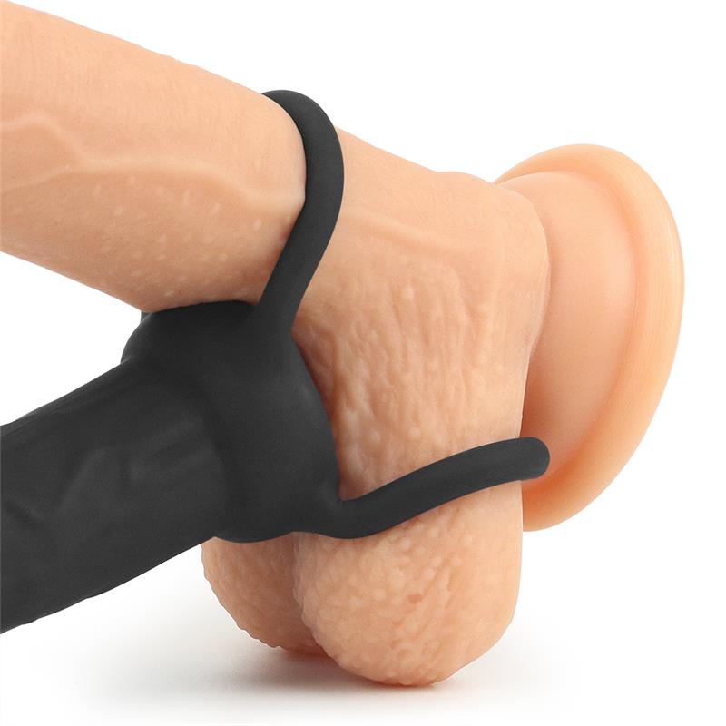 Dildo Anal Con Doble Anillo Negro