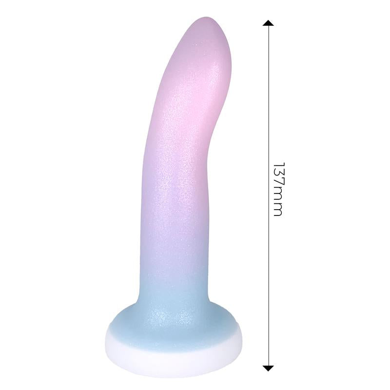 Dildo Silicona Líquida Color Degrado Con Ventosa 13.6 Cm