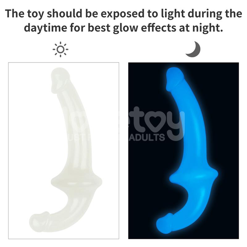 Dildo Doble Lumino Play Luz Azul 10.5