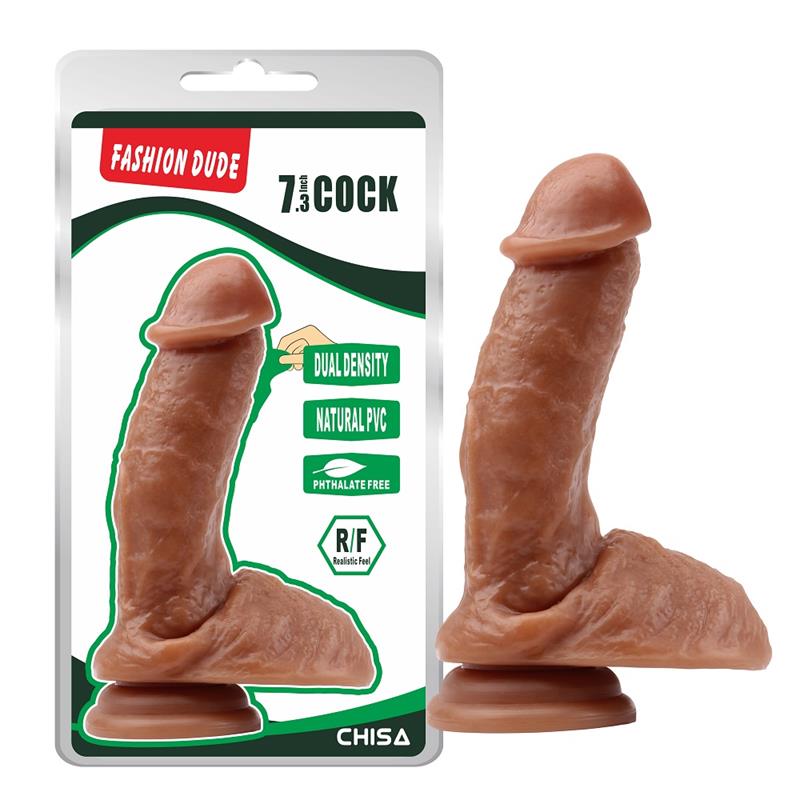 Dildo Dual Density Fashion Dude 18.5 X 4.3 Cm Bronceado
