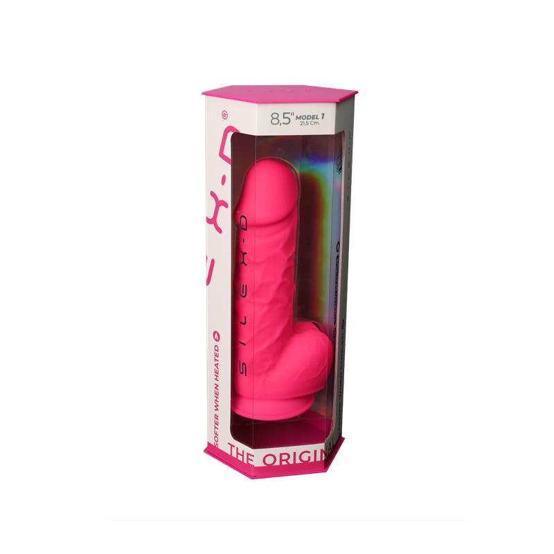 Silexd - Modelo 1 Pene Realistico Silicona Premium Silexpan Fucsia 21.5 Cm