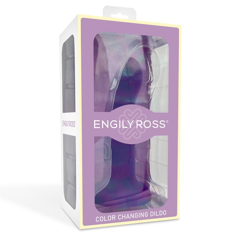 Dildo Que Cambia De Color Azul A Rosa Talla M Silicona Líquida 17 Cm