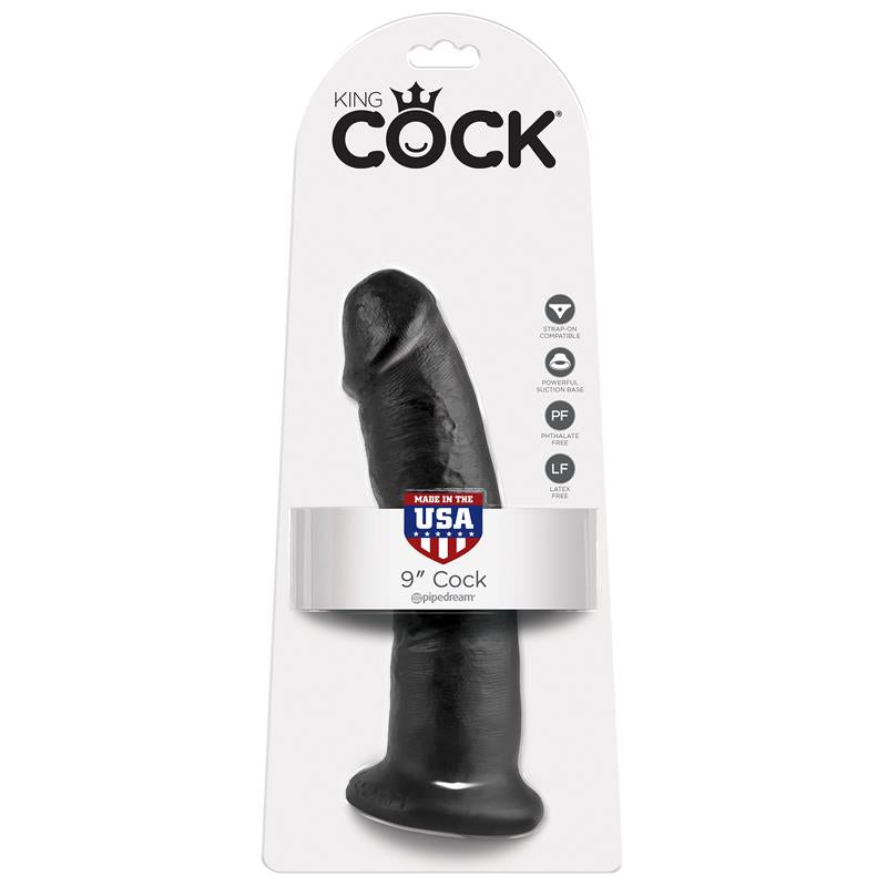 King Cock - 9 Pene Negro 22.9 Cm