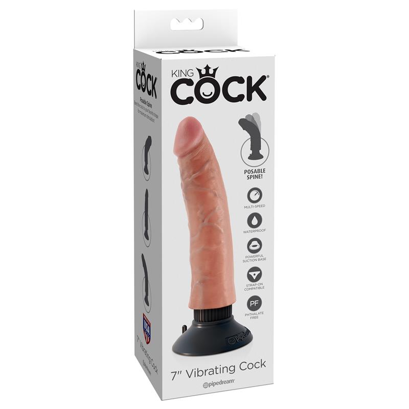 King Cock - Dildo Vibrador 17.78 Cm Natural