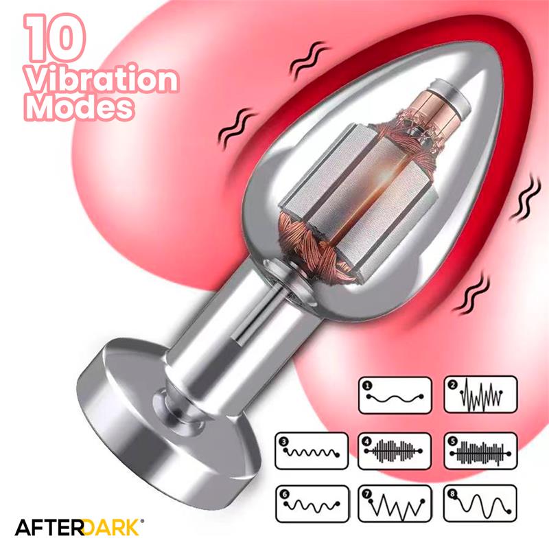 Dimpor Plug Anal Cromado Con Vibración Usb Magnético Talla M
