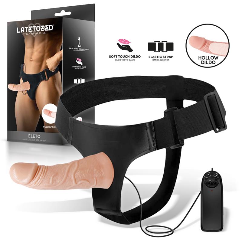 Eleto Arnés Con Dildo Hueco Desmontable, Vibración Y Control Remoto