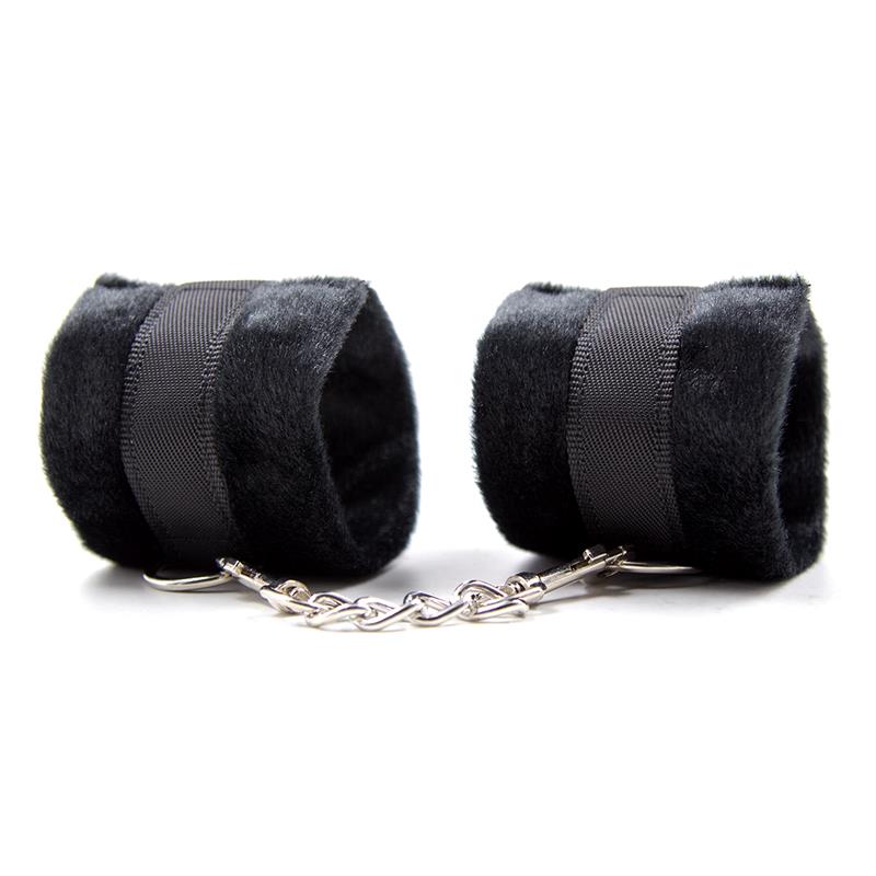 Esposas De Tela Con Velcro Para Muñecas Con Pelo Largo Negro