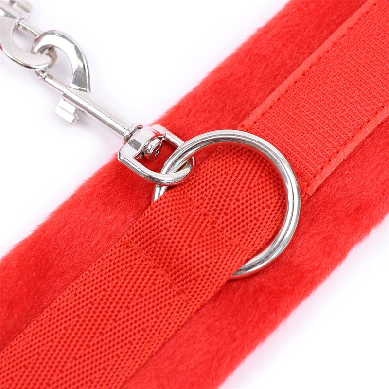 Esposas De Tela Con Velcro Para Muñecas Con Pelo Largo Rojo